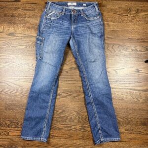 Ariat Rebar Jeans Womens 29R Mid Rise Straight Workwear Utility Pockets Denim